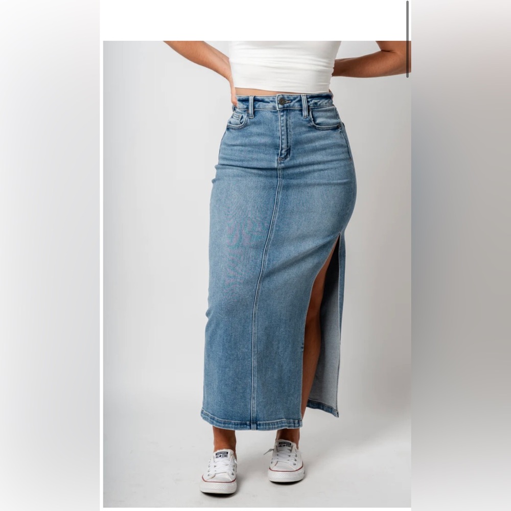 Hidden long jean skirt size small